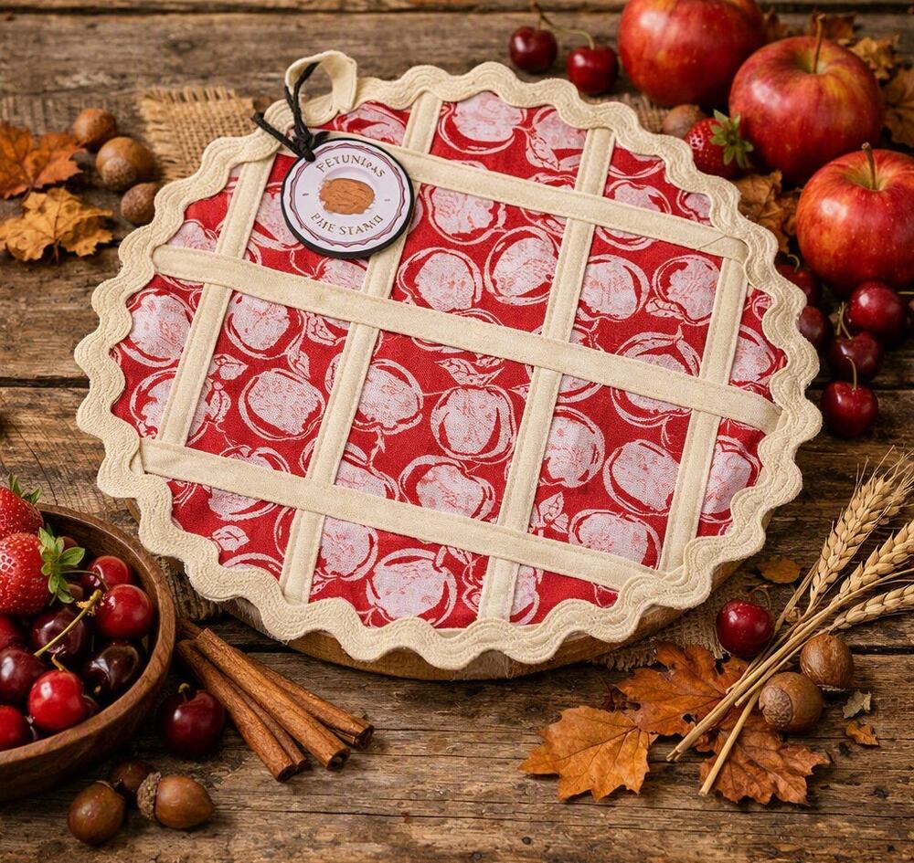 APPLE Pie Hot Pad / NEW / Quilted Cotton / washable / 11"